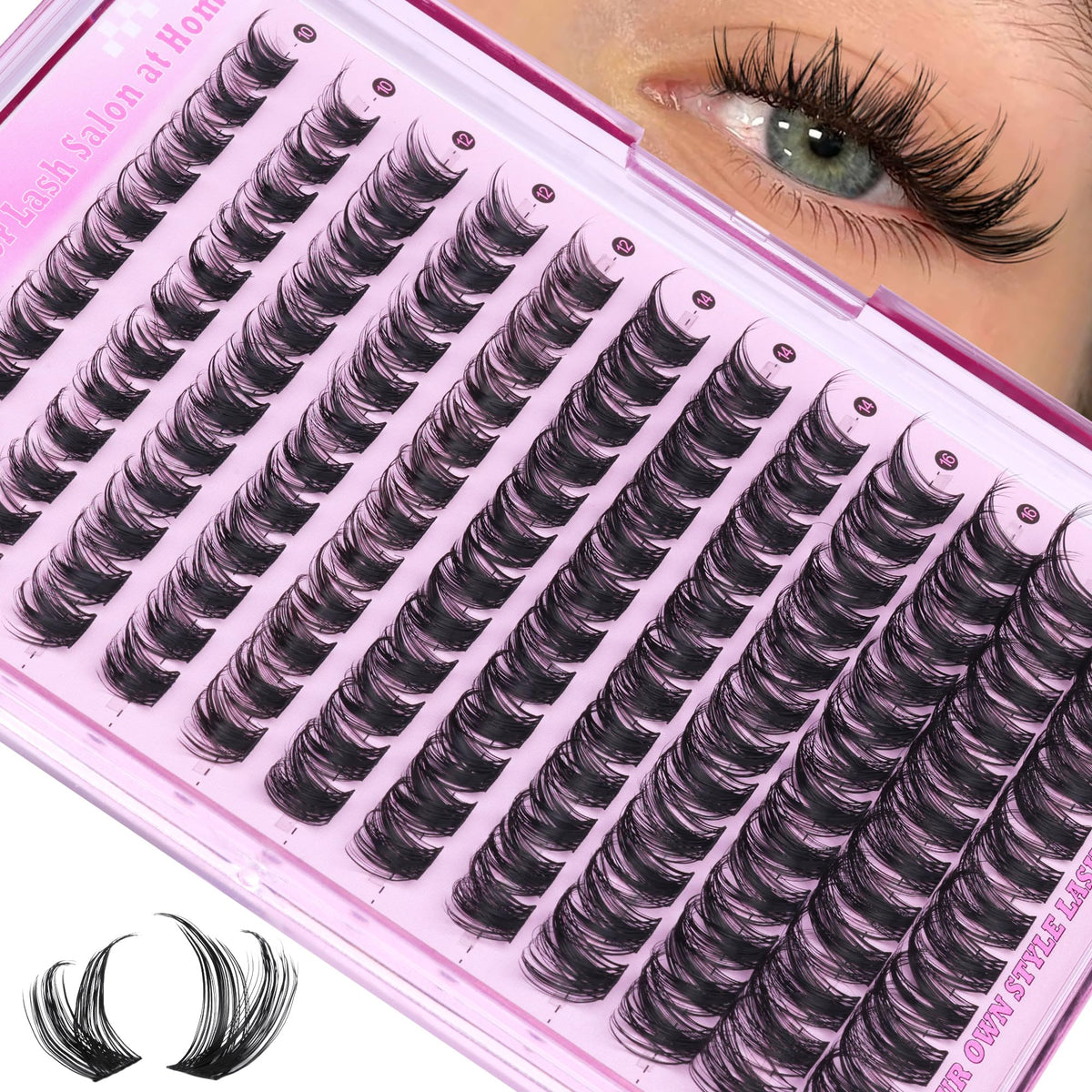 ALICE front packaging showing 144 cluster lashes and lengths