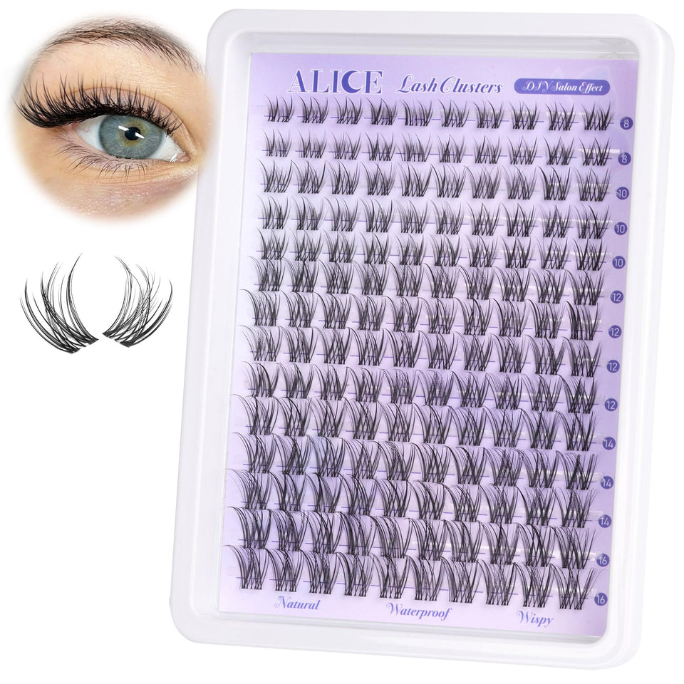 ALICE front packaging showcasing cluster lash set and benefits