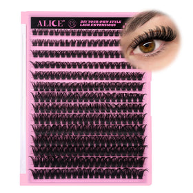 ALICE front packaging of 280pcs cluster lashes showing selection benefit