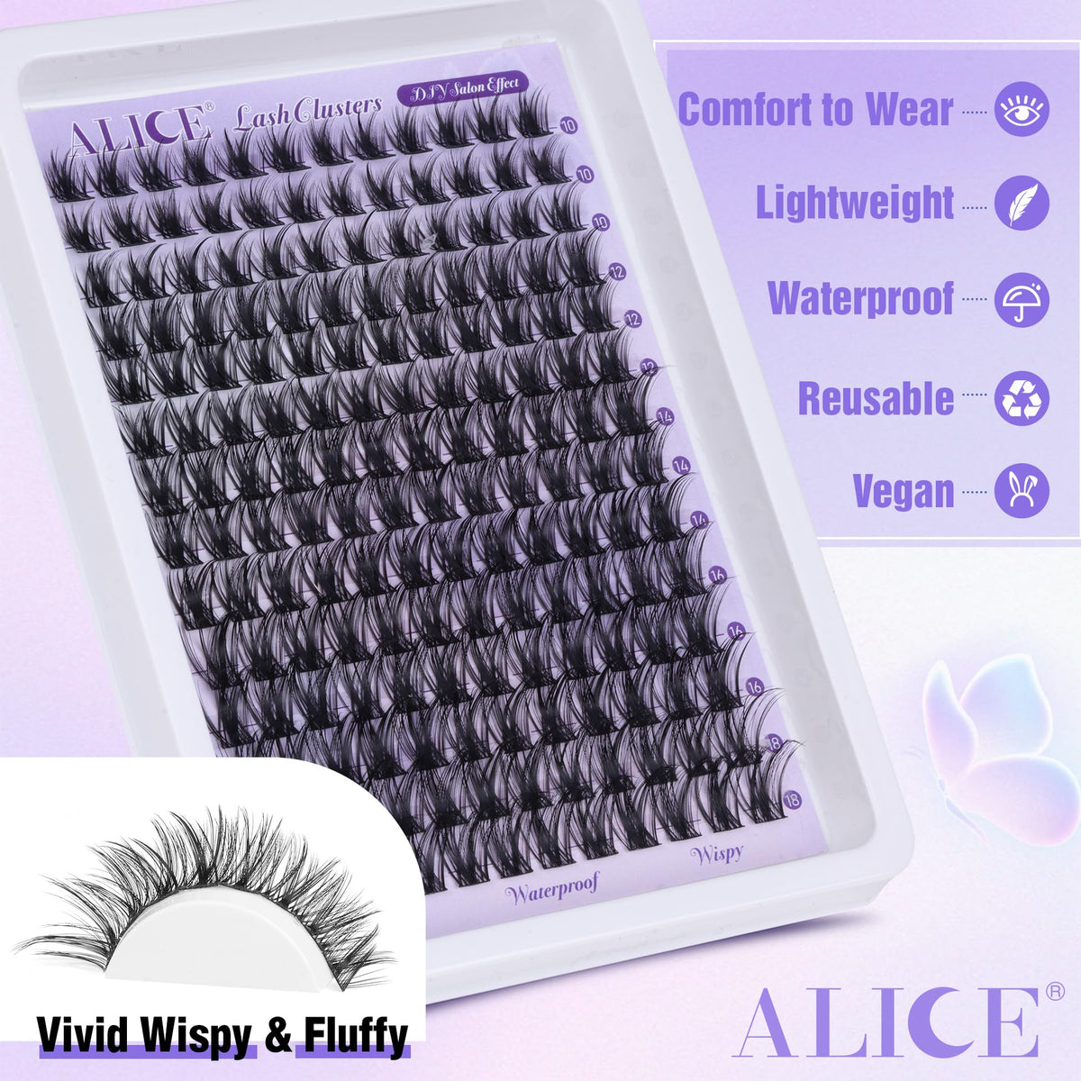 ALICE ultra-thin lash band detail showing seamless blend and lightweight comfort