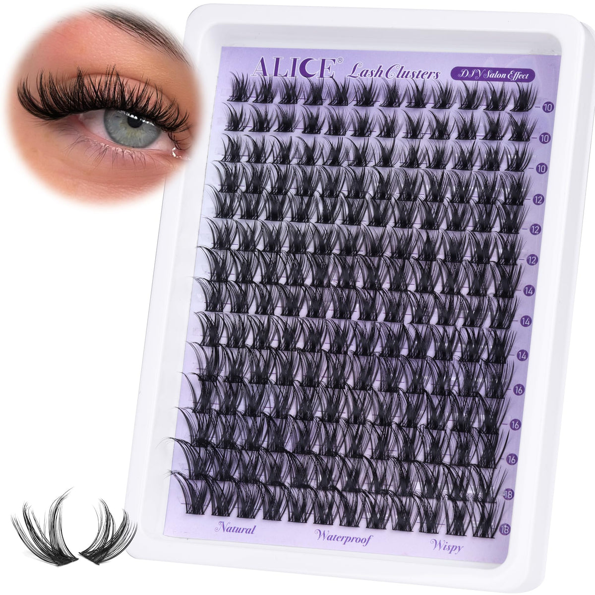ALICE lashes in an evening makeup setting showing dramatic, reusable styling