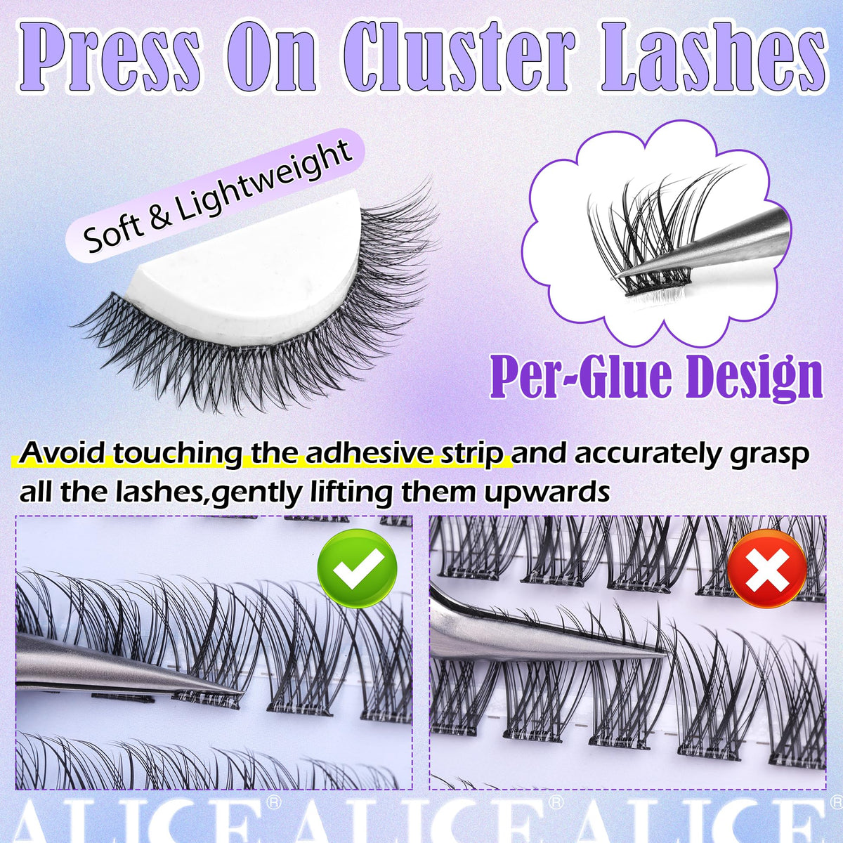 ALICE tweezers holding a cluster to show tool included and precise placement benefit