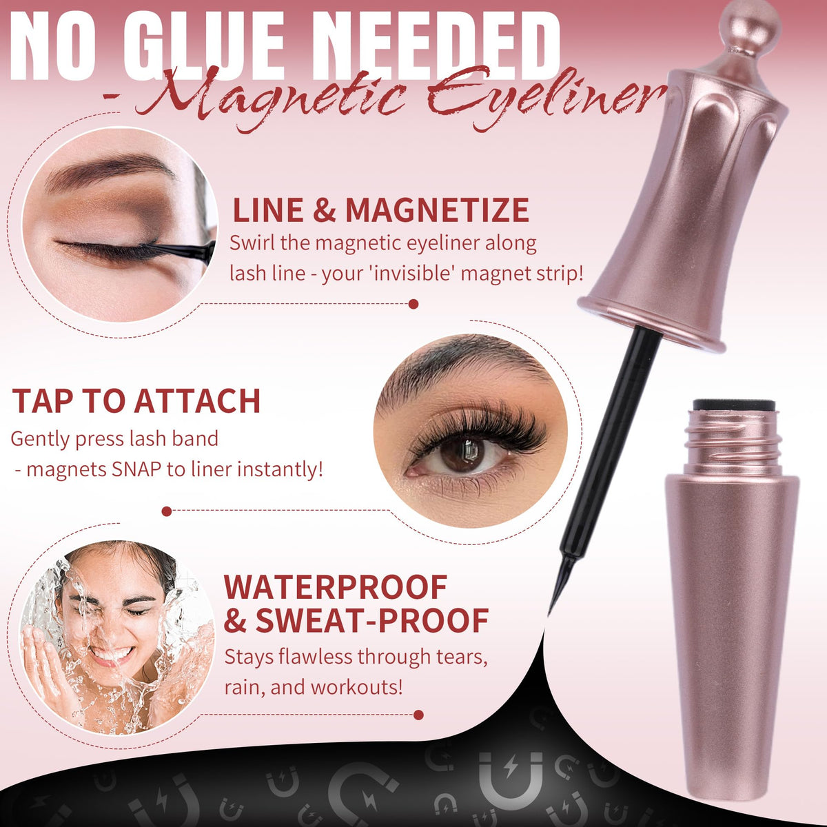 ALICROWN before and after cat‑eye comparison showing added length and lift benefit