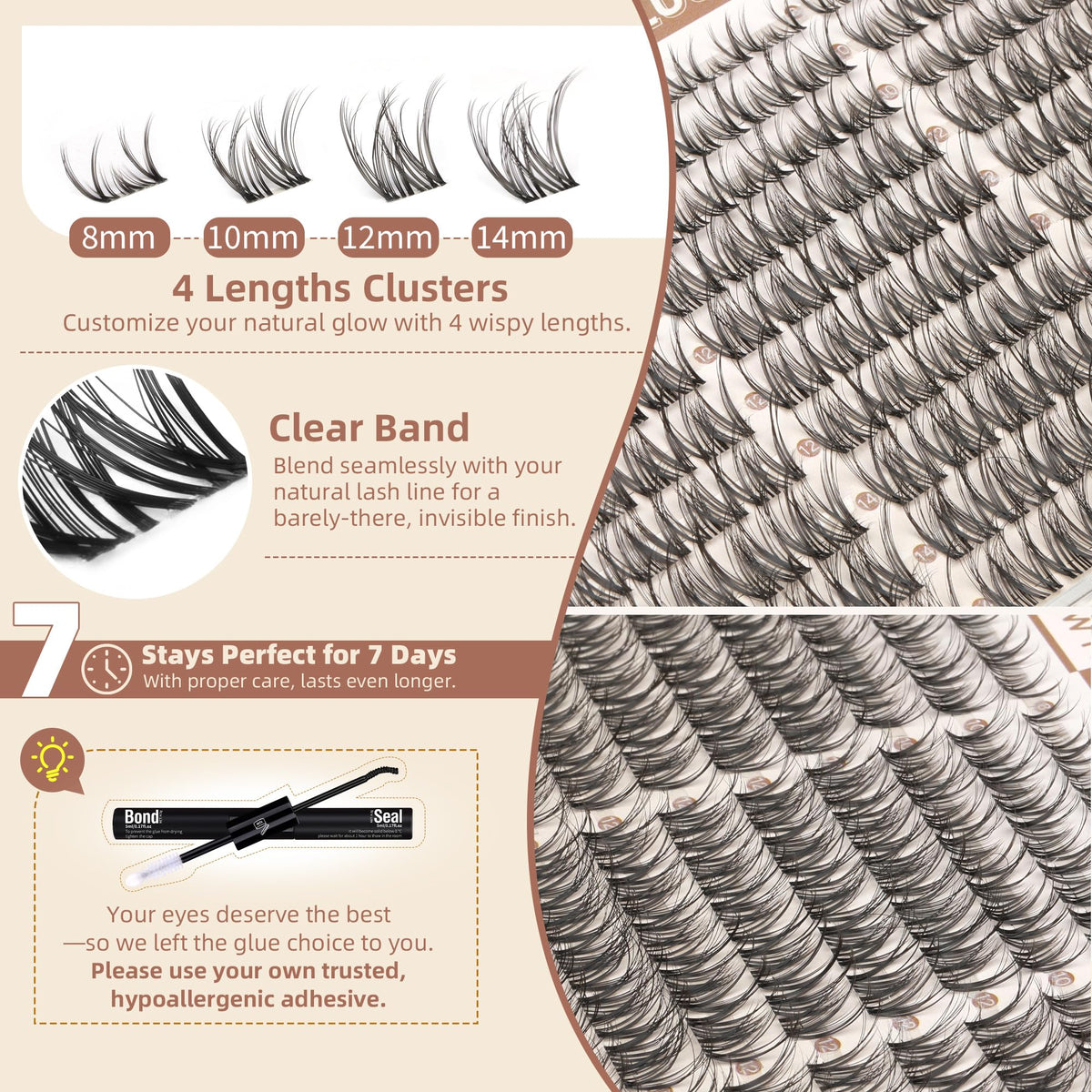 ALICROWN HAIR clusters with tweezers and glue ready for easy DIY
