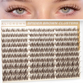 ALICROWN HAIR front packaging of brown lash clusters showing set and quantity for easy purchase
