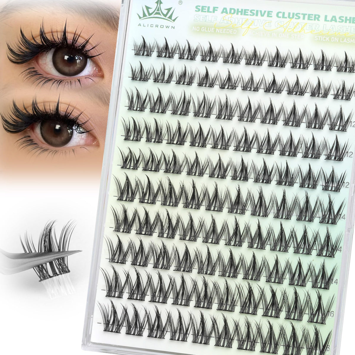 ALICROWN HAIR front packaging showing 100pcs manga lash clusters for easy DIY