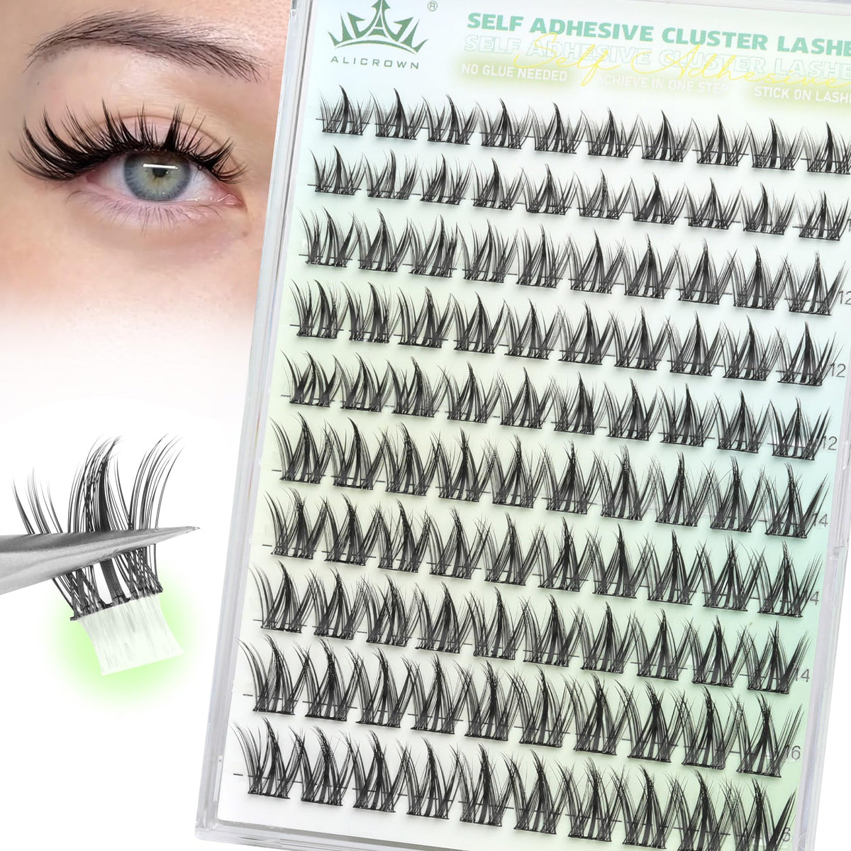 ALICROWN HAIR close-up of transparent adhesive strip showing near-invisible hold