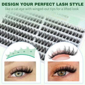 ALICROWN HAIR tray view displaying all 168 pre-glued lash clusters neatly