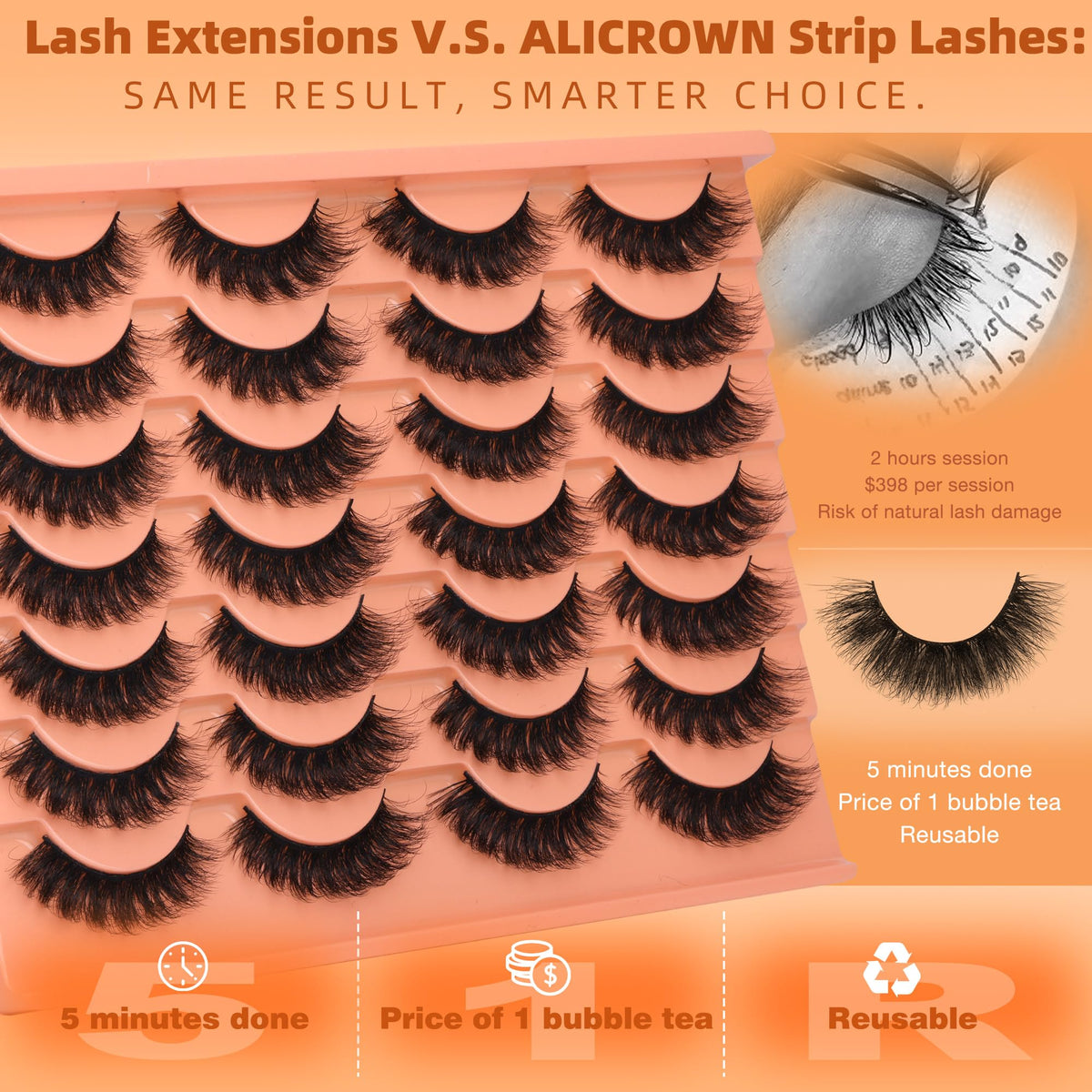 ALICROWN HAIR lashes worn on eye creating a lifted cat-eye benefit