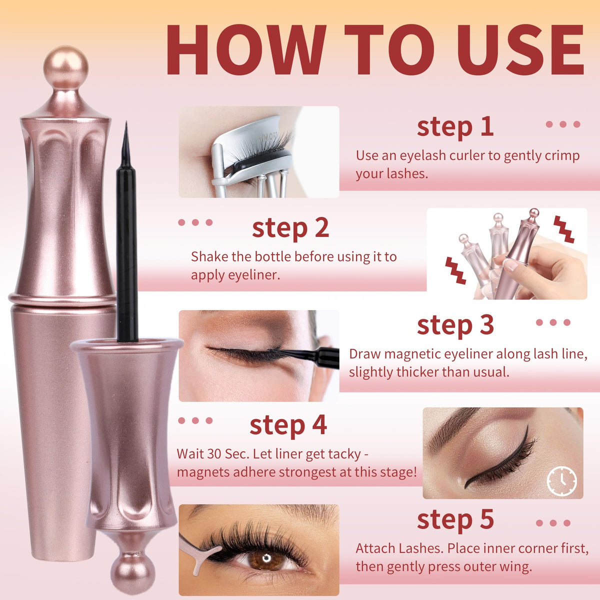 ALICROWN lifestyle evening makeup look showing dramatic cat‑eye effect and confidence
