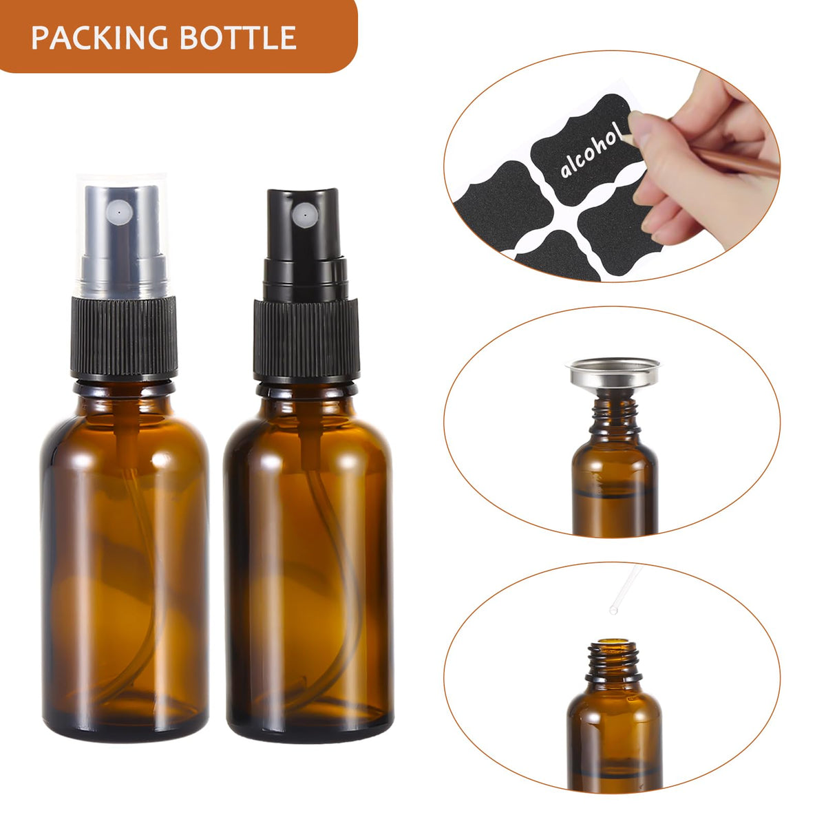 ALIFEIA bottle being filled with funnel for neat refill and accuracy
