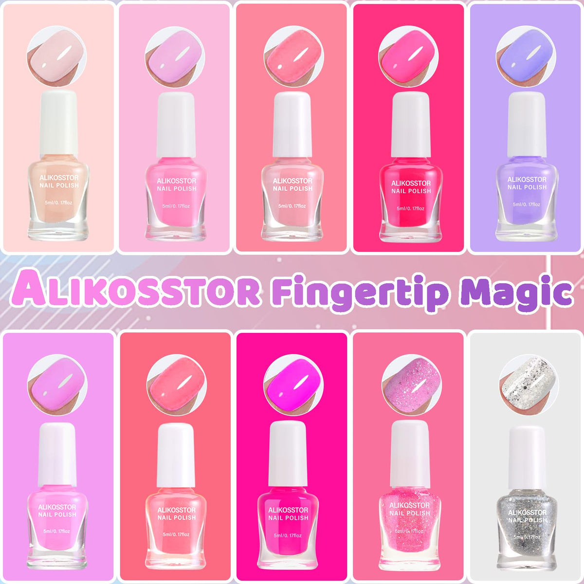 ALIKOSSTOR size scale with hand showing child-sized bottles for easy handling
