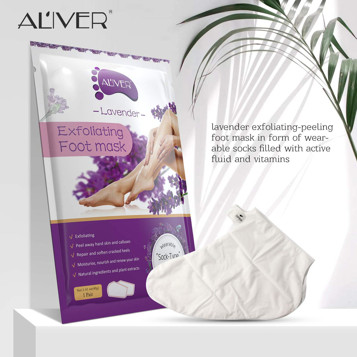 ALIVER before and after foot sole comparison showing smoother skin benefit