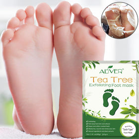 ALIVER close-up of wearable sock-style foot mask fitting snugly for even essence absorption