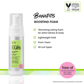 All About Curls foam on hand demonstrating easy application and softness