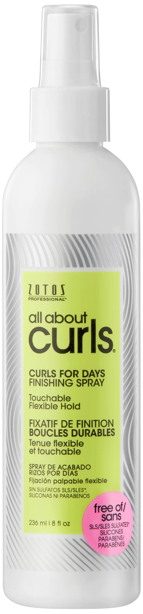 ALL ABOUT CURLS front packaging showing product benefits and size
