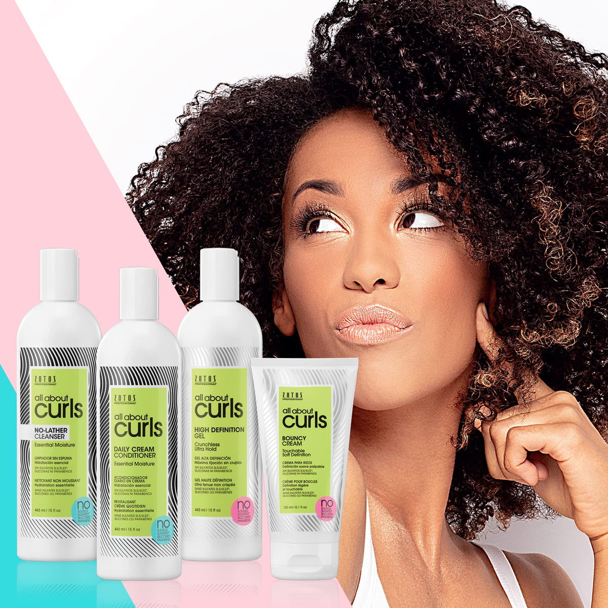 All About Curls bottle in hand for size comparison and travel-friendly benefit