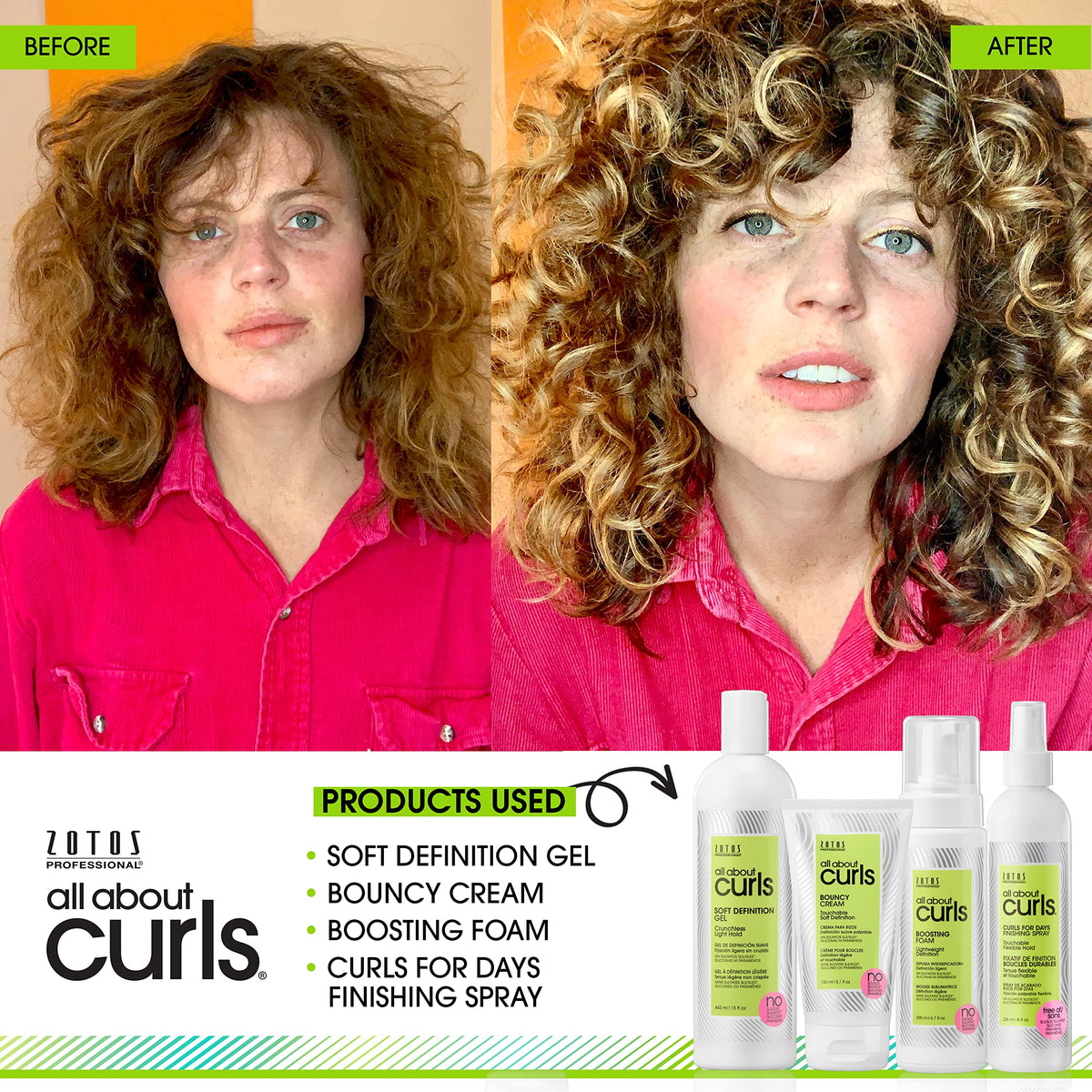 ALL ABOUT CURLS spray nozzle close-up for even, fine mist application