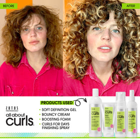 ALL ABOUT CURLS spray nozzle close-up for even, fine mist application