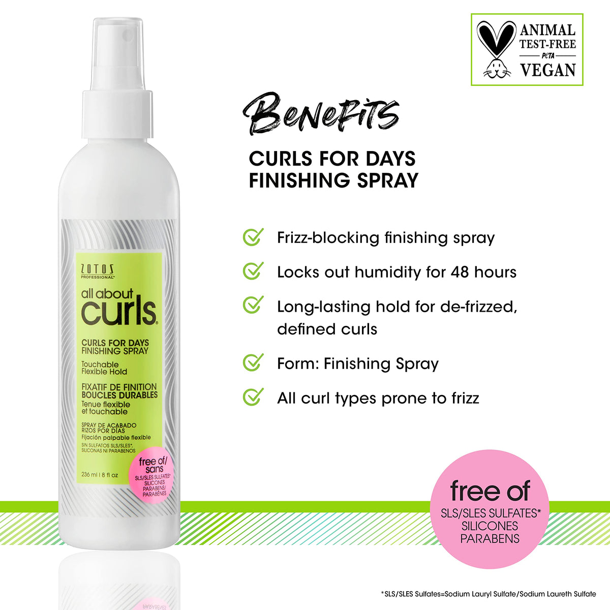 ALL ABOUT CURLS mist over curls demonstrating lightweight texture and hold