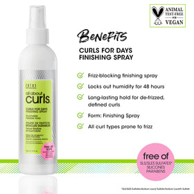 ALL ABOUT CURLS mist over curls demonstrating lightweight texture and hold