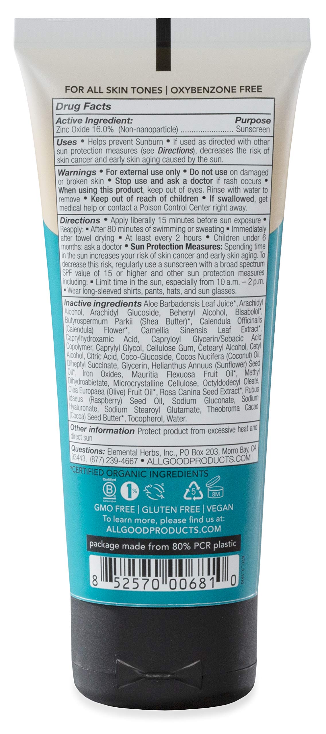 All Good ingredient display with coconut, jojoba, shea for moisturizing benefits
