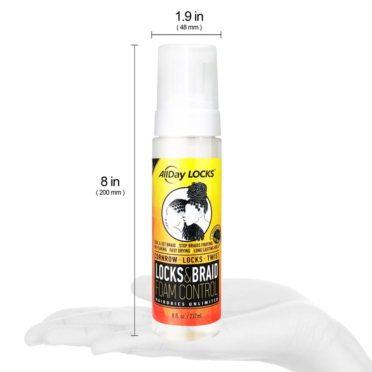 AllDay Locks close-up foam texture demonstrating lightweight mousse and smooth application benefit