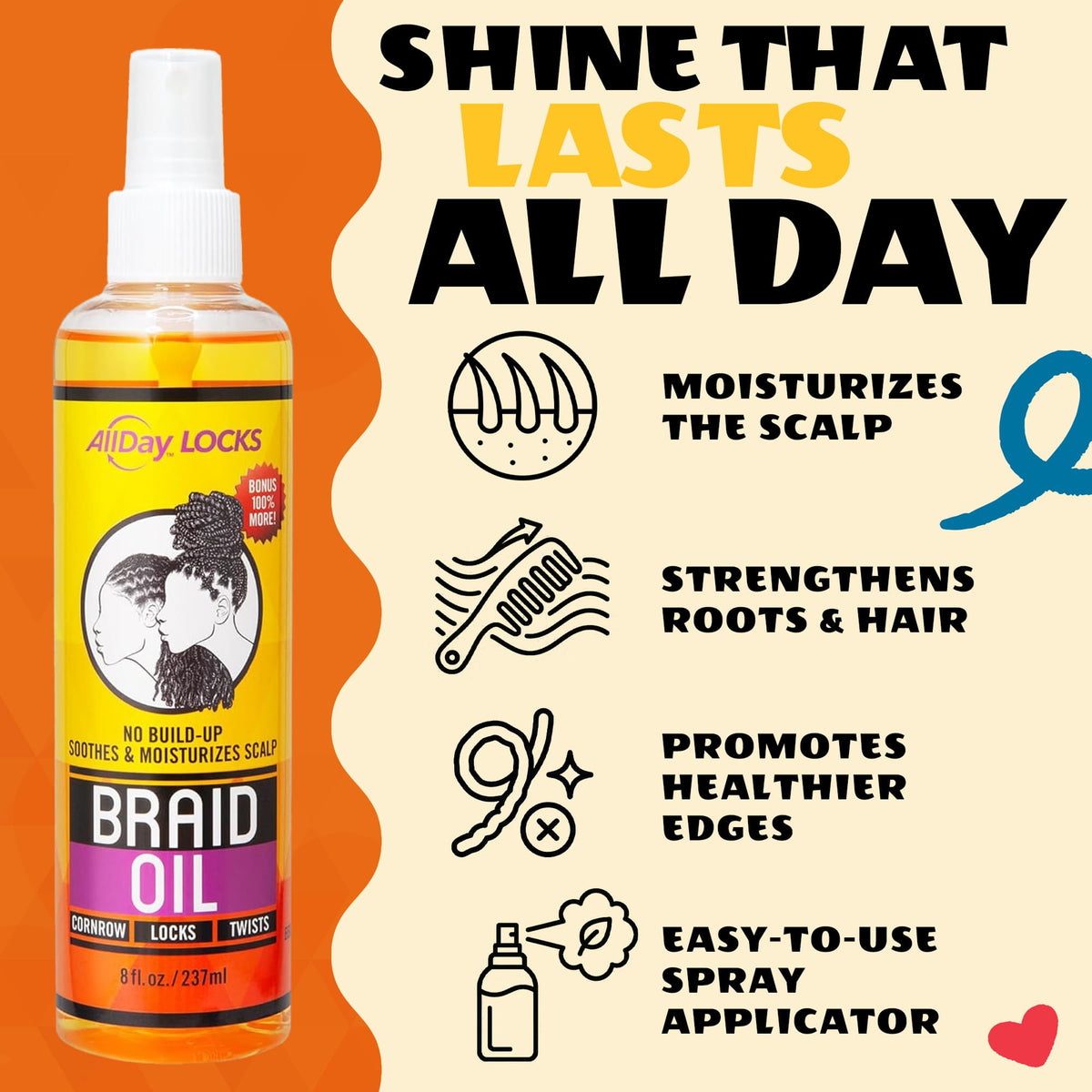 AllDay Locks applied to braids at the scalp showcasing soothing relief and reduced itch