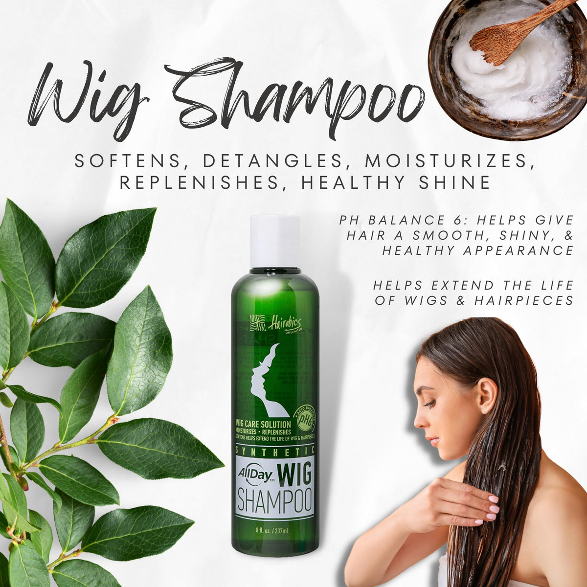AllDay Locks detangling demo on synthetic wig displaying smoother, easy-to-comb fibers