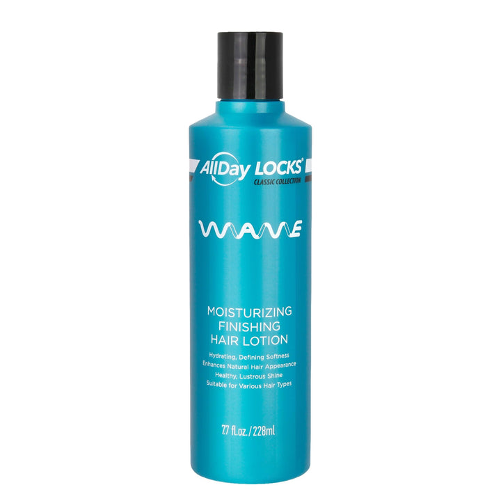 AllDay Locks front packaging showing Classic Wave lotion and benefits