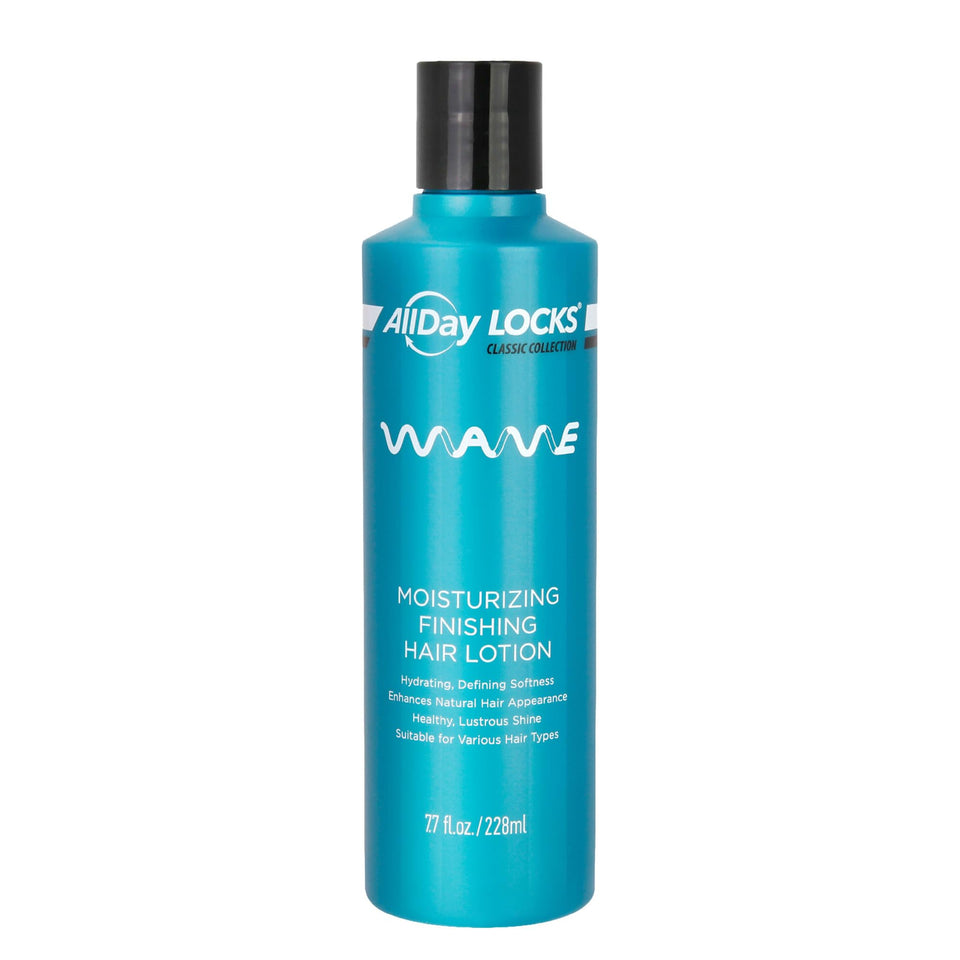 AllDay Locks front packaging showing Classic Wave lotion and benefits