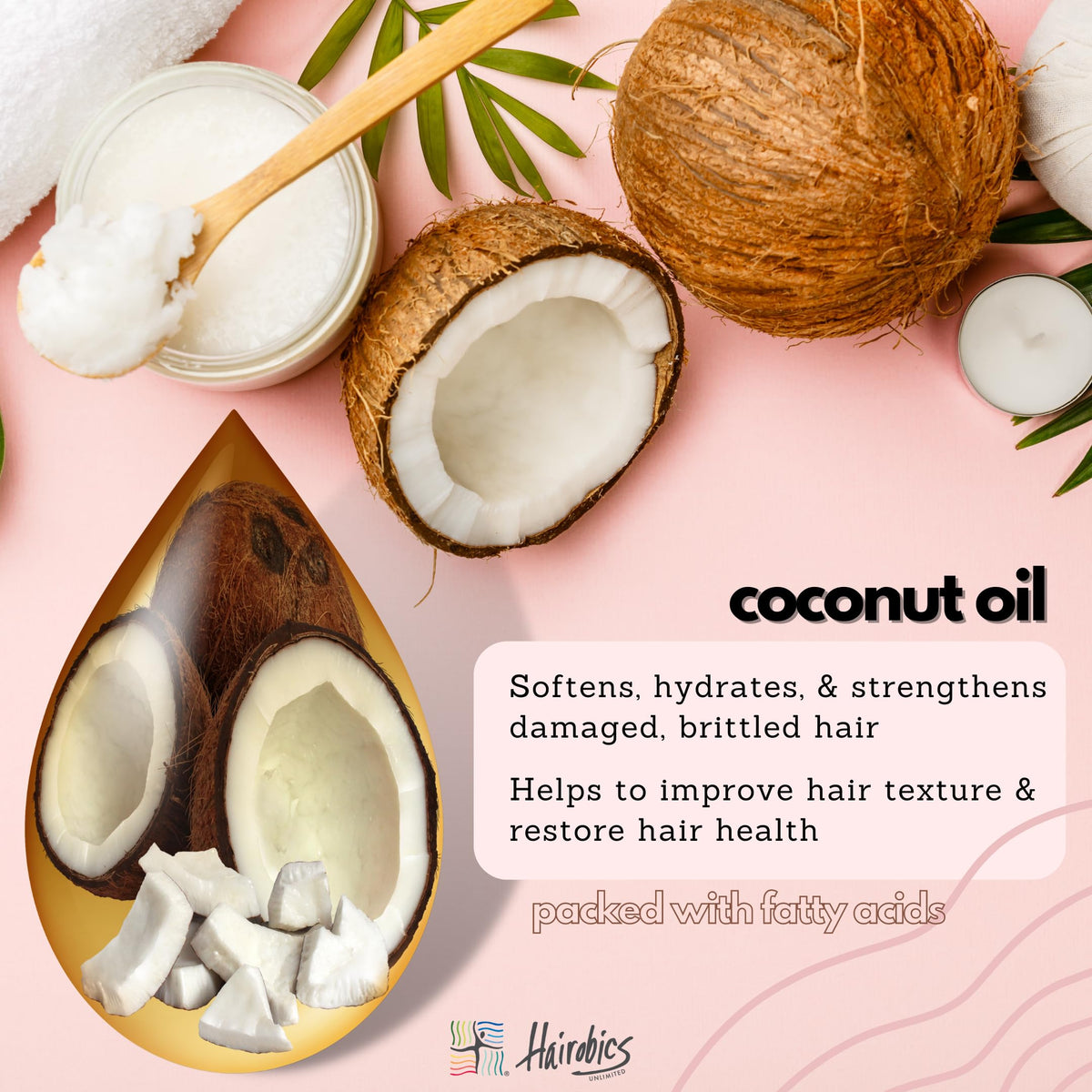 AllDay Locks ingredient highlight coconut oil jar representing moisturizing and slip benefit