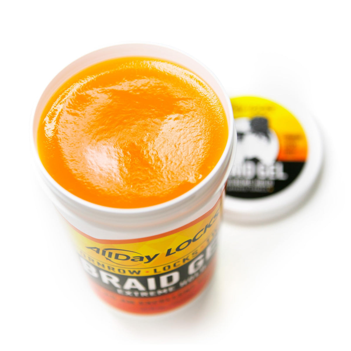 AllDay Locks open jar showing glossy gel texture for smooth application