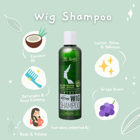 AllDay Locks used to soak a wig in sink demonstrating cleansing and detangling benefit
