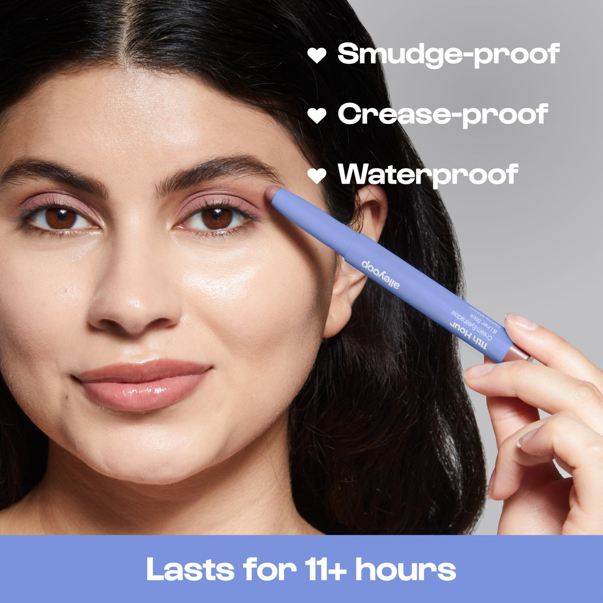 ALLEYOOP application demo of pencil used as shadow and liner for versatile looks