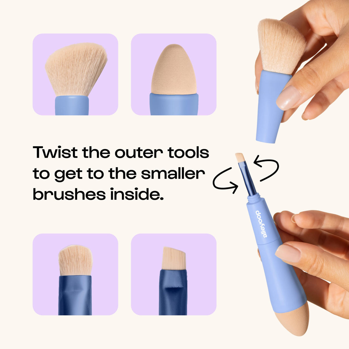 ALLEYOOP brush applying foundation for even coverage on the skin