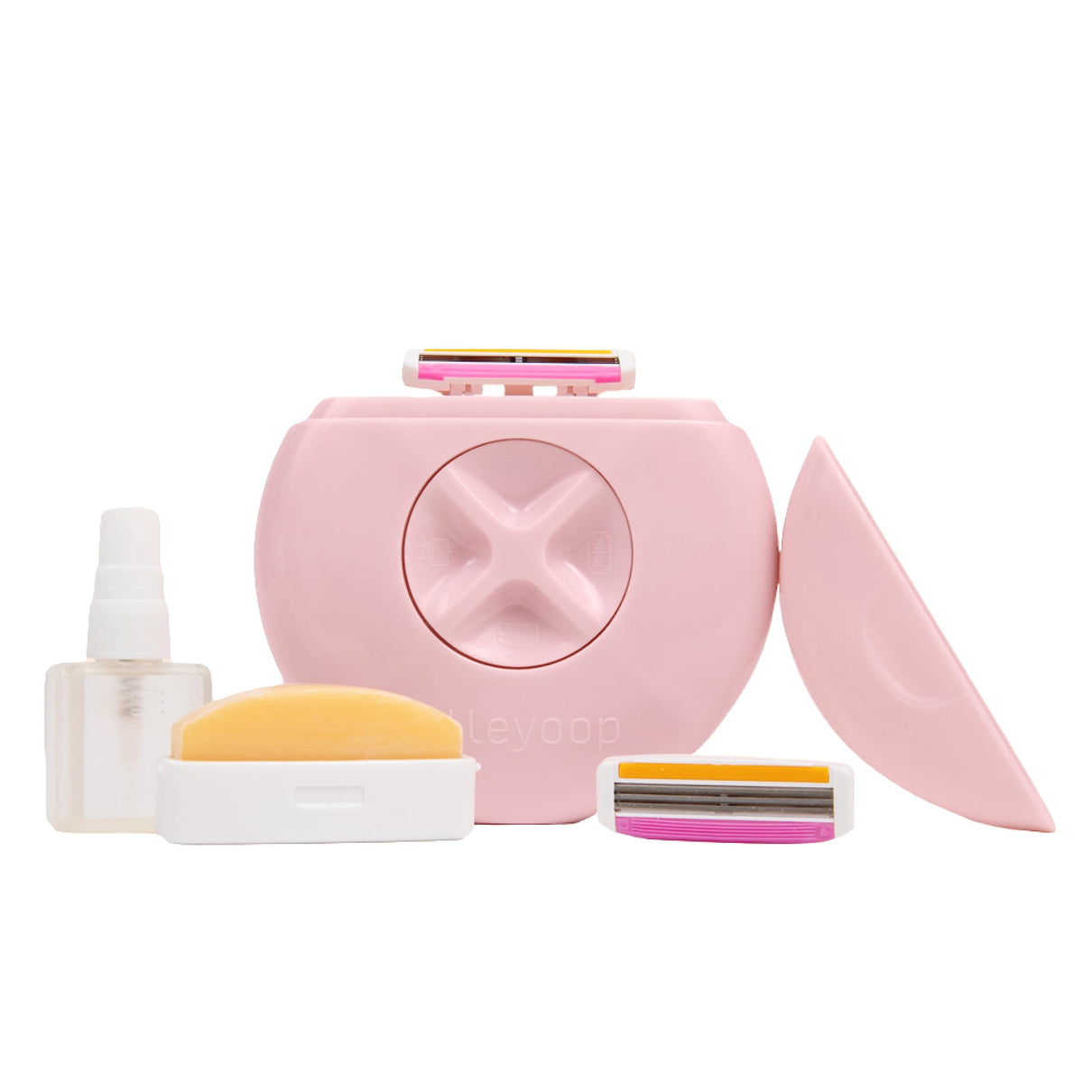 Alleyoop dusty pink travel case showing organized kit and portable convenience