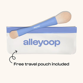 ALLEYOOP in travel pouch demonstrating space-saving convenience benefit