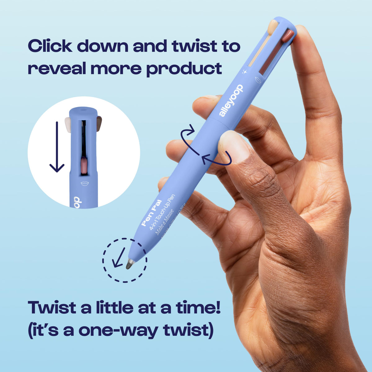 ALLEYOOP Pen Pal in a purse highlighting travel-ready convenience and space saving
