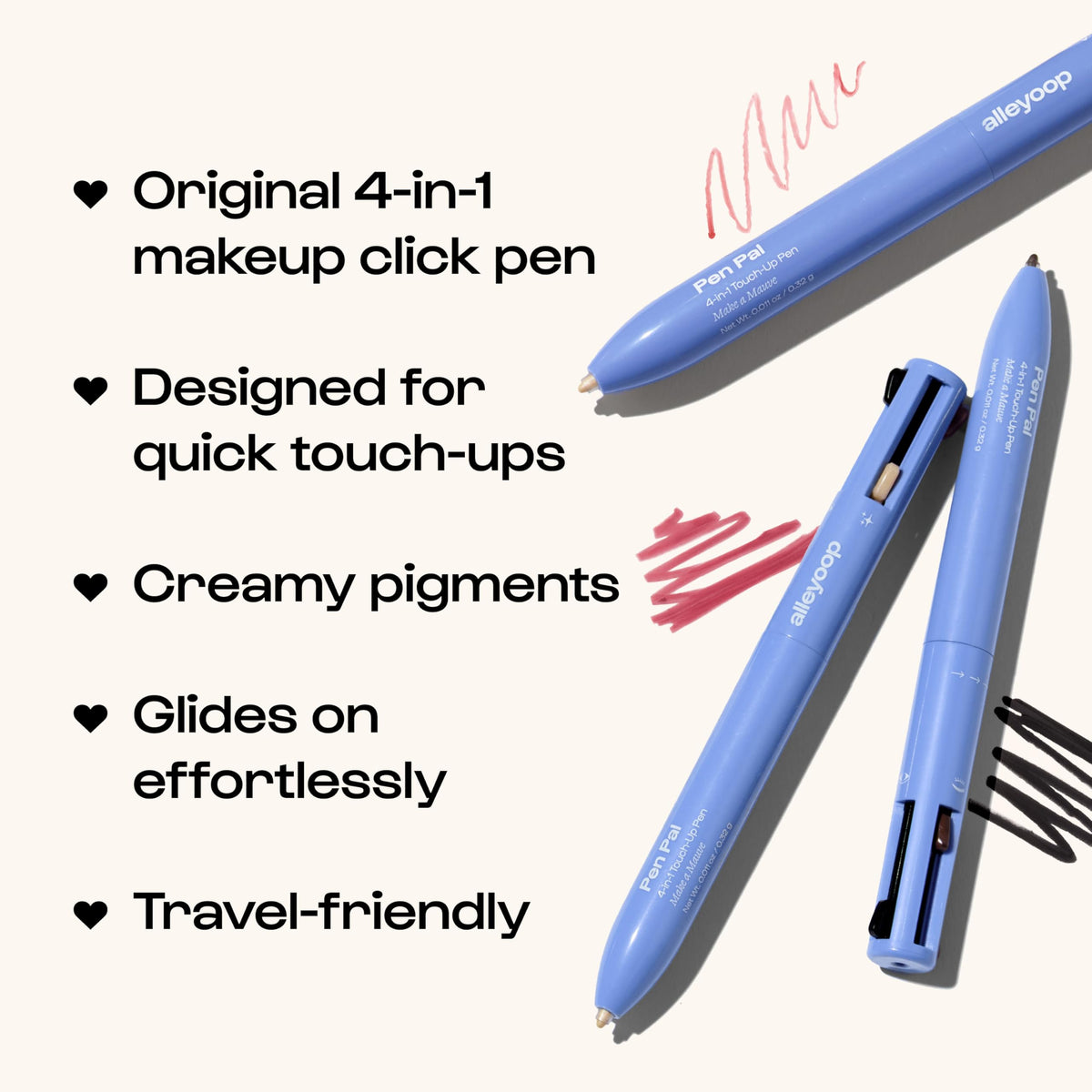ALLEYOOP Pen Pal tip closeup showing creamy texture for smooth application