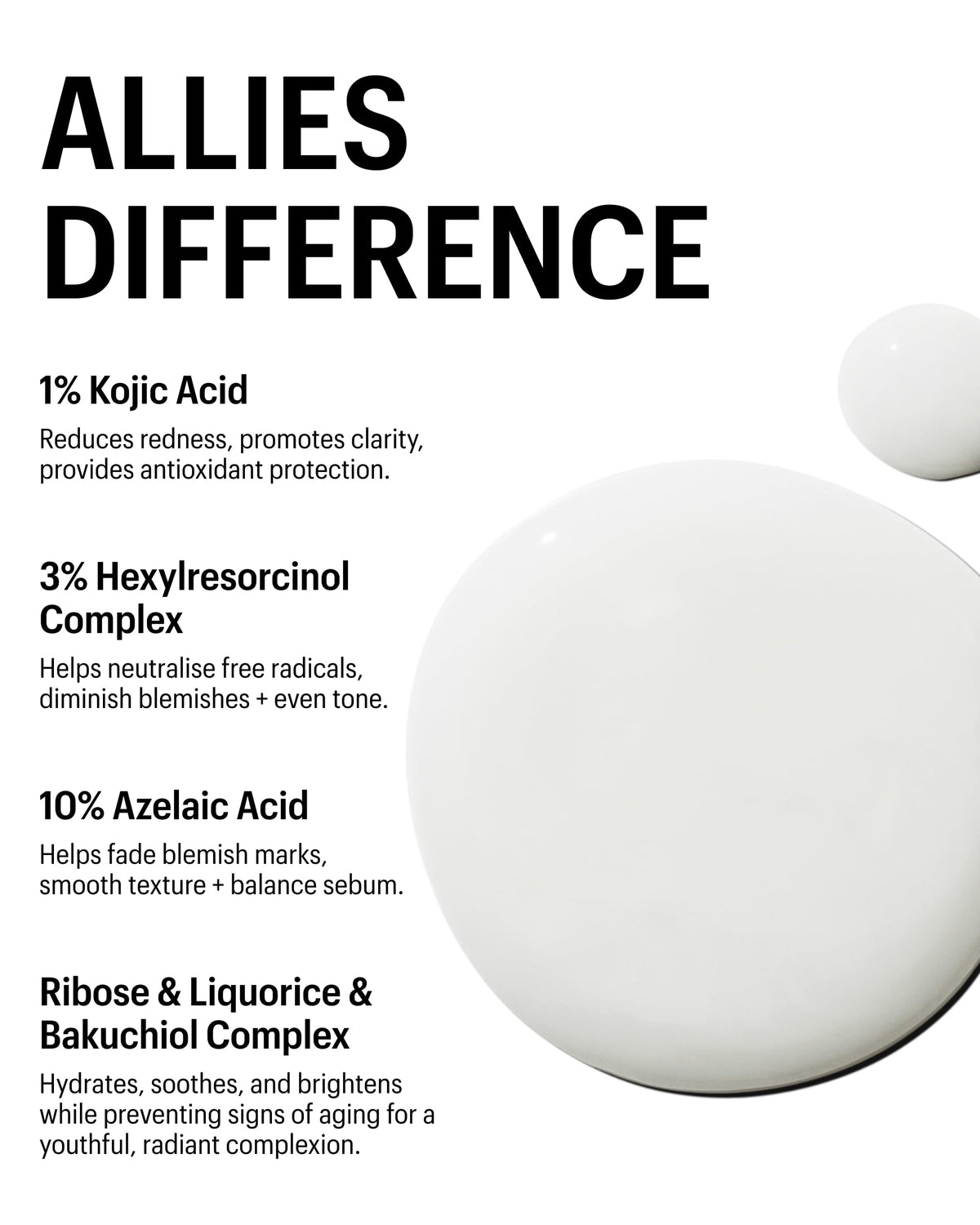 Allies of Skin serum applied to hand illustrating absorption and finish