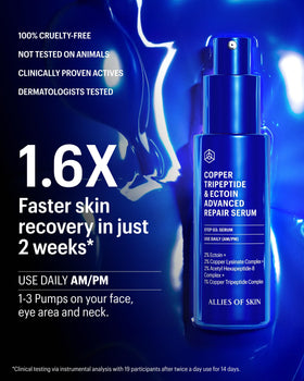 Allies of Skin bottle on bathroom shelf in lifestyle scene promoting routine use