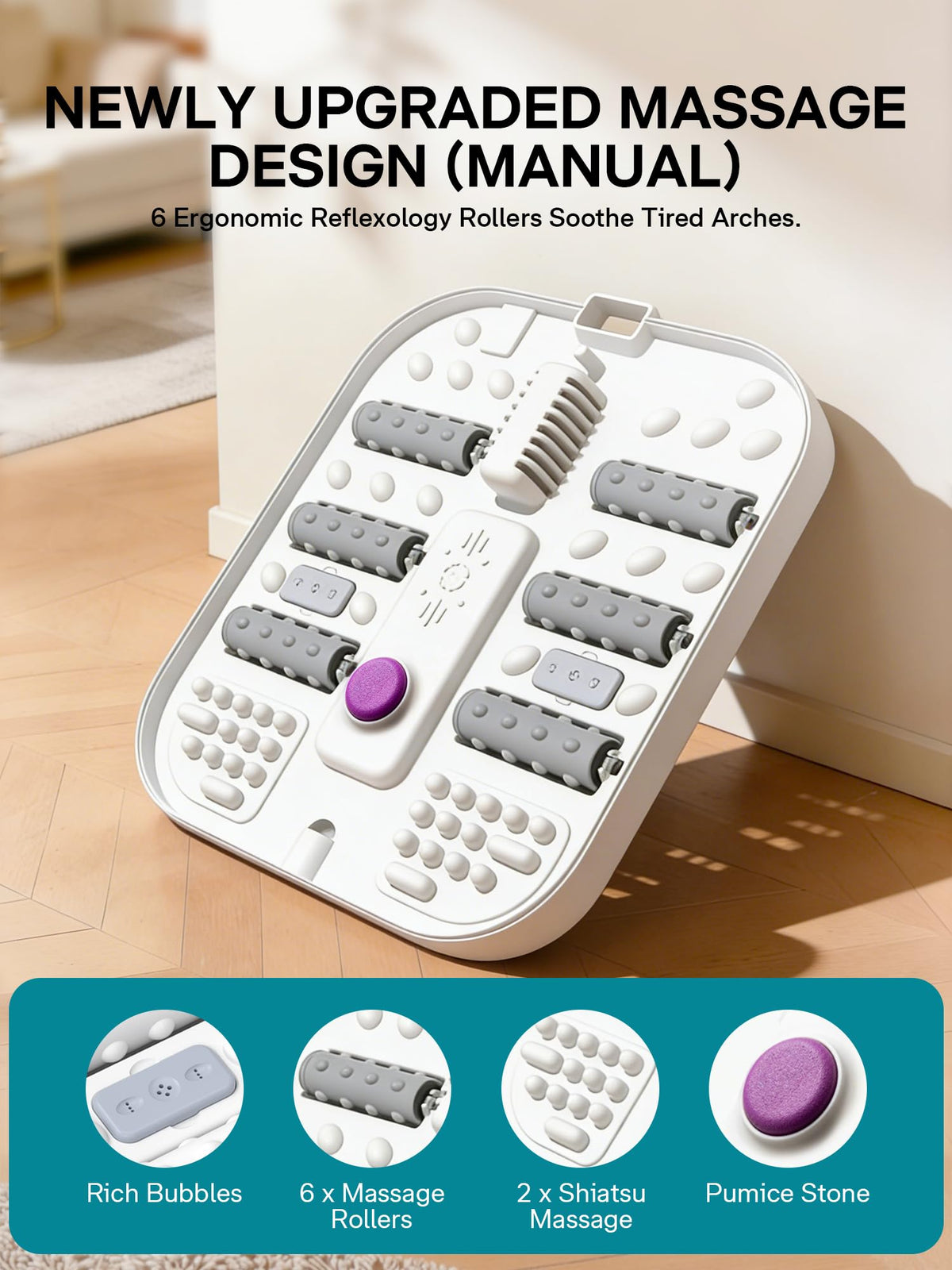 ALLJOY bubble action close-up showing oxygenated water circulation for gentle hydro-massage