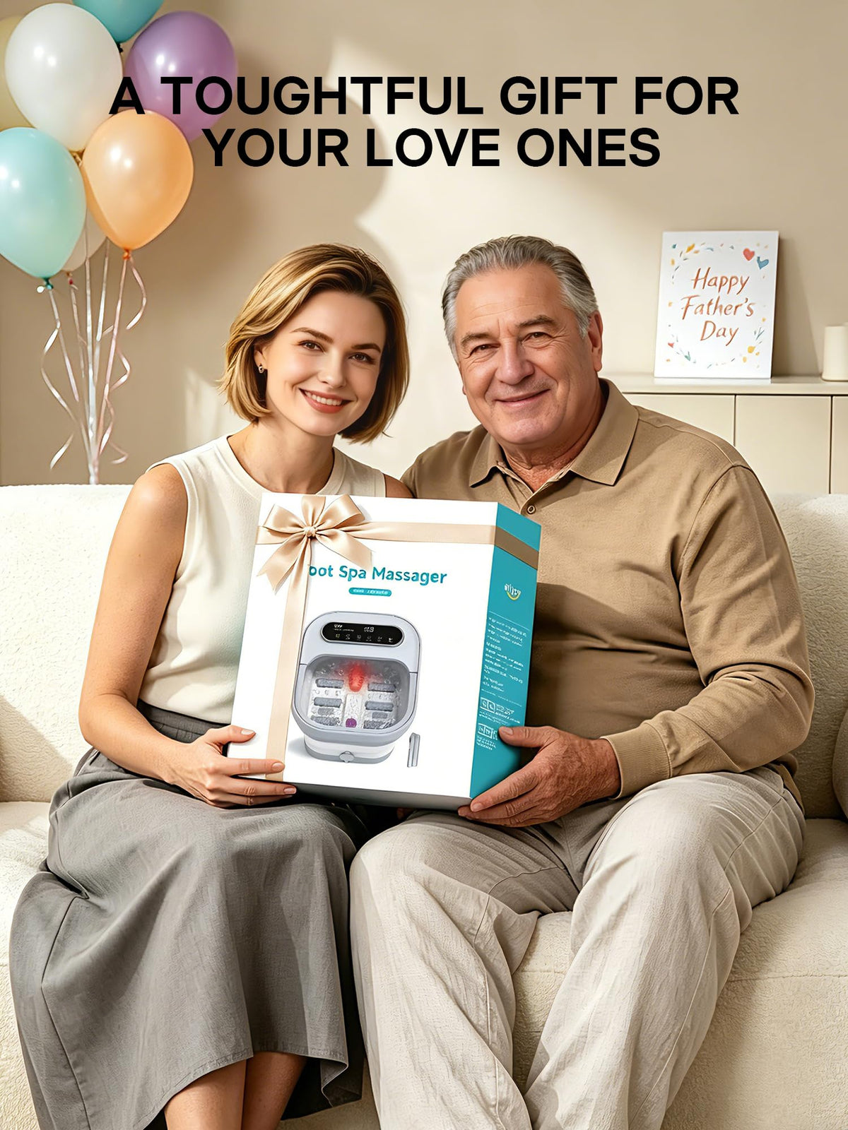ALLJOY lifestyle scene showing foot spa in living room for at-home relaxation benefit