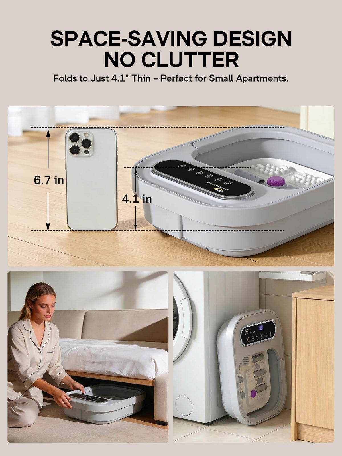 ALLJOY rollers and textured footbed showing six massage rollers to stimulate circulation