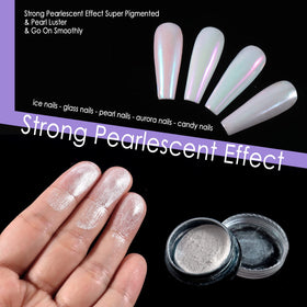Allstarry being applied on cured gel nail, creating a high-gloss chrome effect