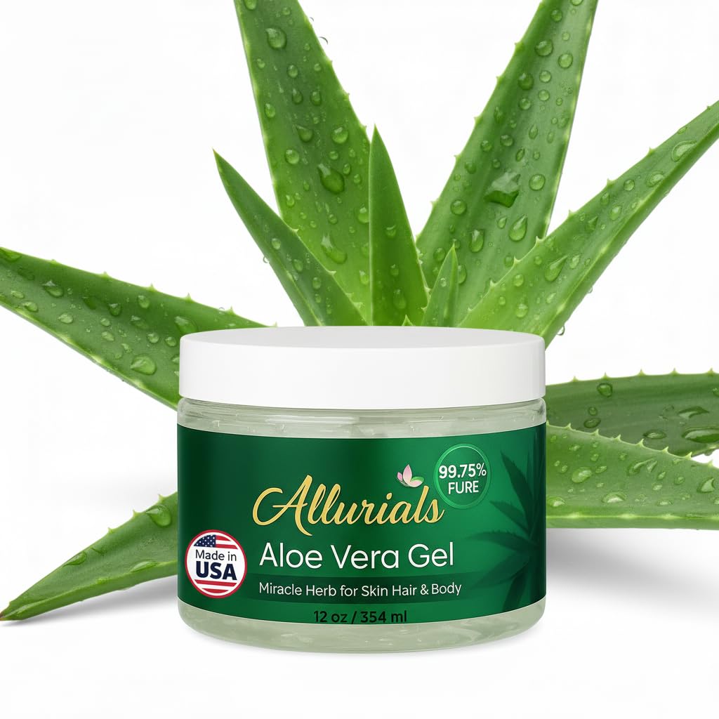 Allurials front packaging showing clean aloe gel and benefits