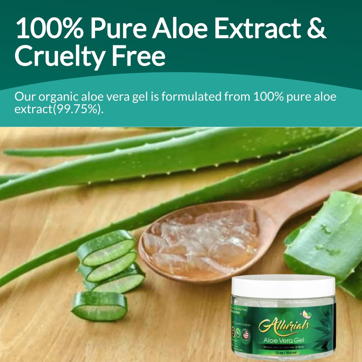 Allurials clear aloe gel texture close-up for fast absorption