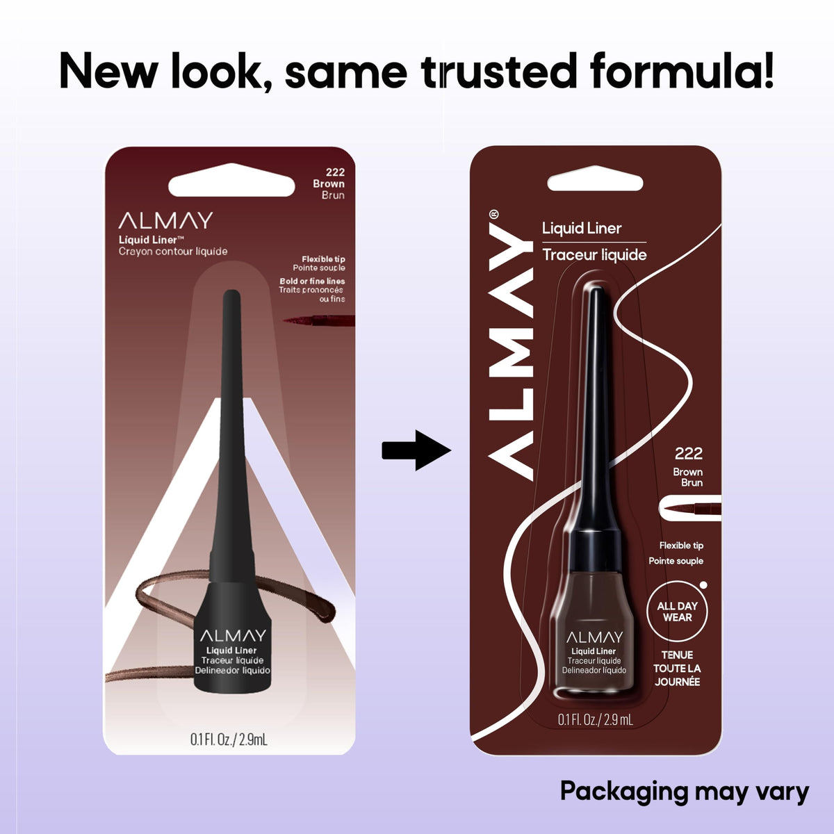 Almay 222 Brown bottle label clear view for shade identification benefit