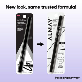 Almay back label showing ingredient callouts and clean-beauty benefit